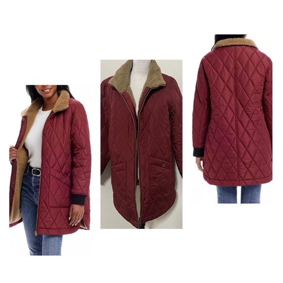 WeatherProof Vintage Women’s Small Quilted Sherpa Lined Jacket Maroon EUC Pocket - Picture 1 of 11